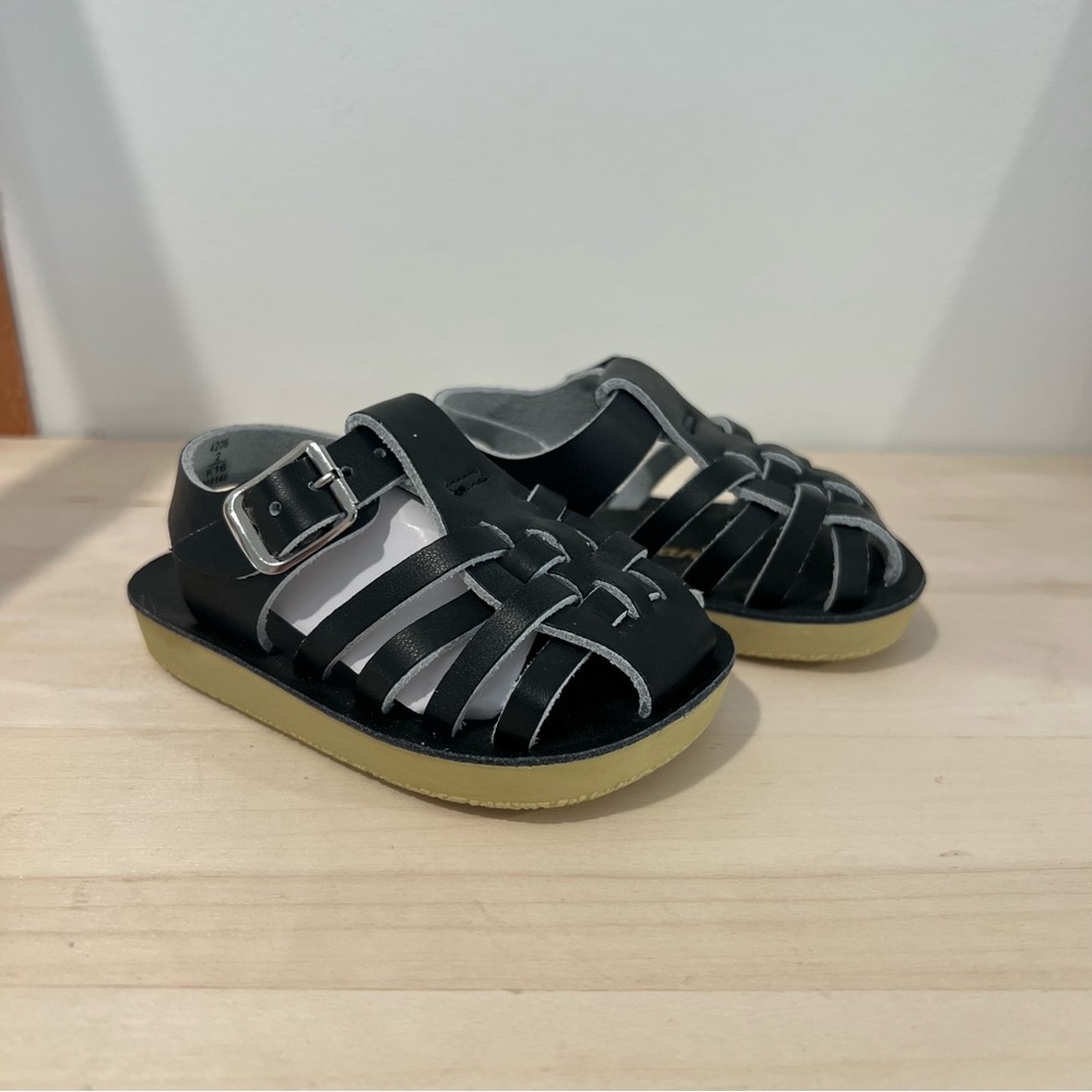 Saltwater NEW Black Leather Sailor Sandals Sizes 0/1/2